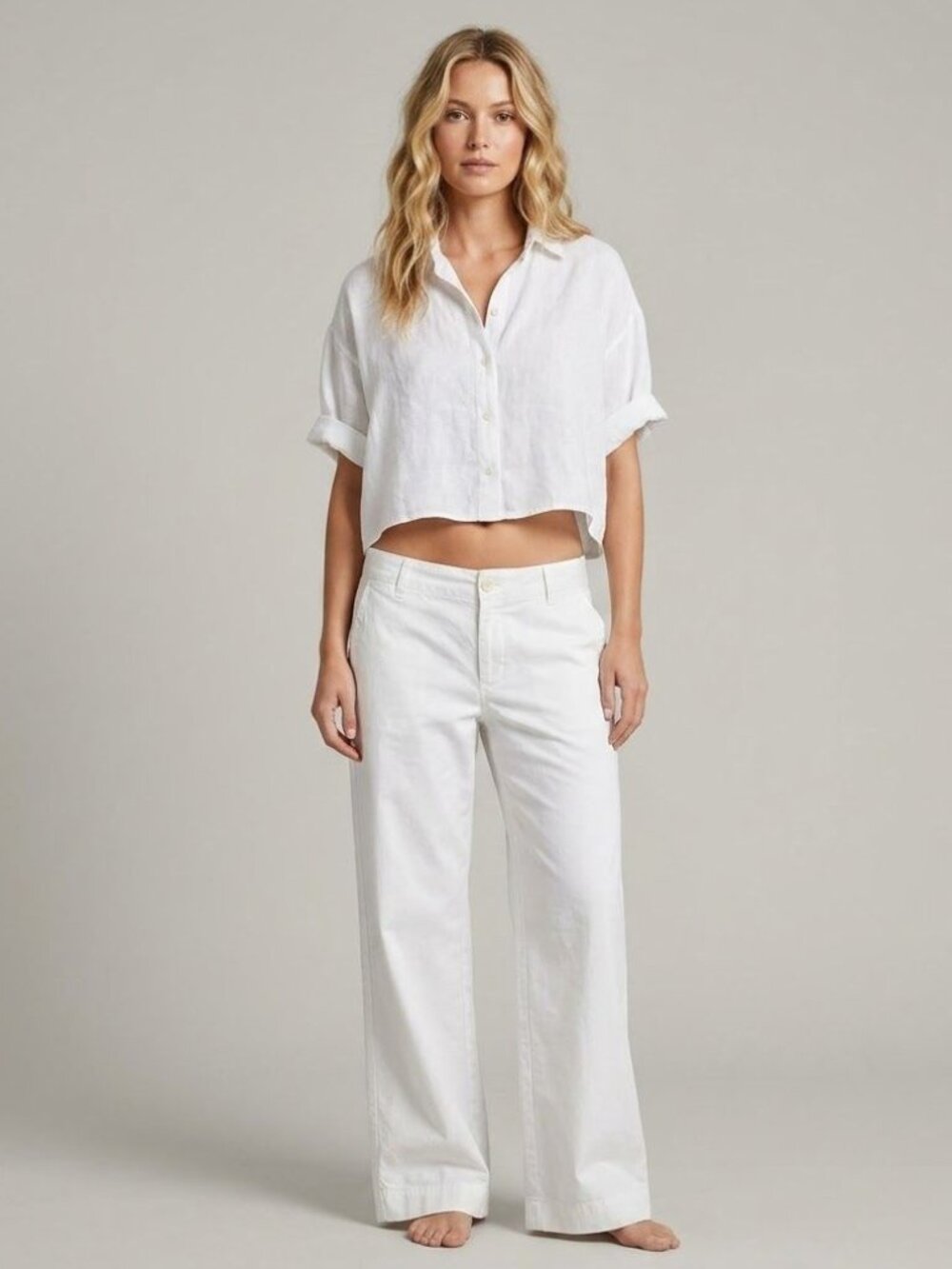 Vineyard Vines White Wide-Leg Cotton Pants Size 8 Relaxed Fit